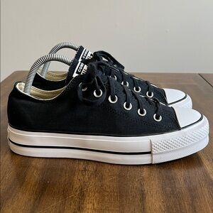 Converse Chuck Taylor All Star Lift Platform Low Black Canvas Shoes Womens 9.5